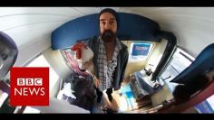 A rooster touring to support Bernie Sanders (360 video) BBC News