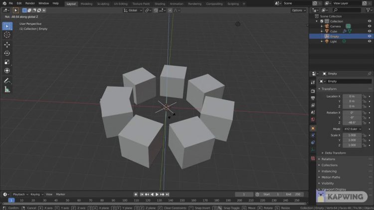 Blender 2.9 教學 –  使用Empty當軸心產生Array物件