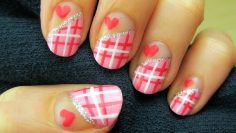 Easy Sweetheart Plaid Nail Art