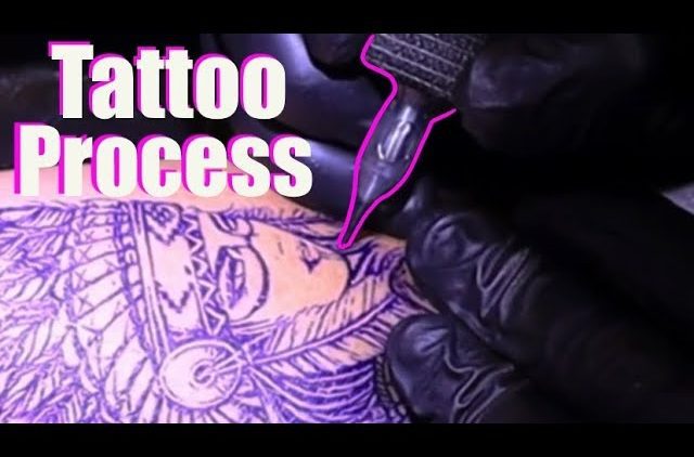 ✅Process of Tattooing an Indian and a wolf. 👀(Close up, with real time)