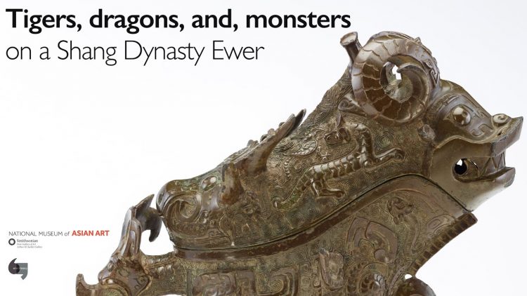 Tigers, dragons, 和, monsters on a Shang Dynasty Ewer